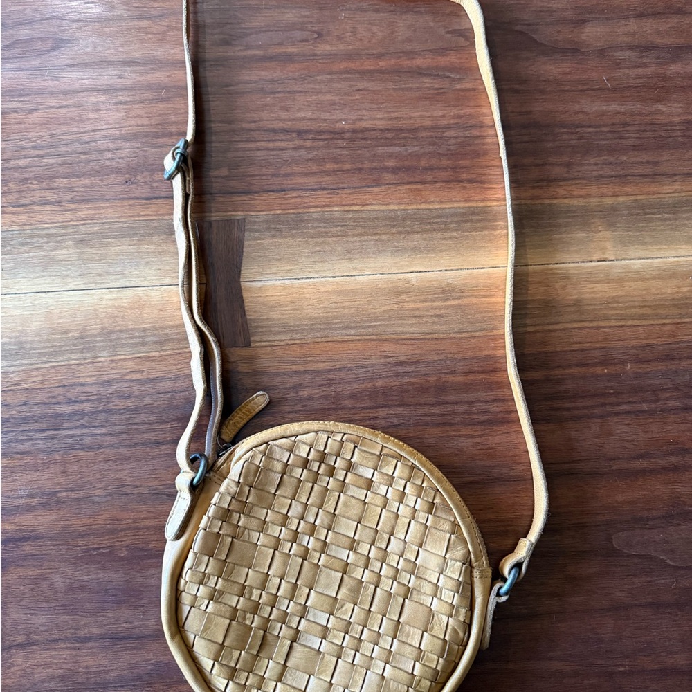 Woven Tan Crossbody Bag